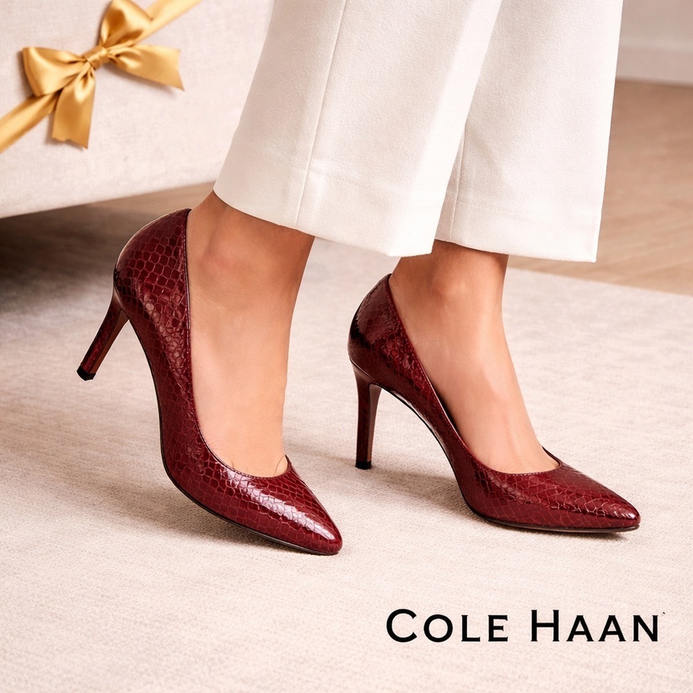 Cole Haan Burgundy Leather Stiletto Pumps – Women’ 8 B, 4” Heel